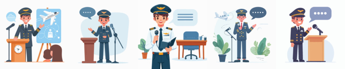 pilot vector giving a speech
