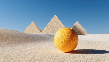 Desert Scene with Pyramids and Orange