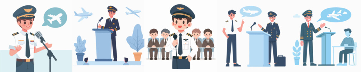 pilot vector giving a speech