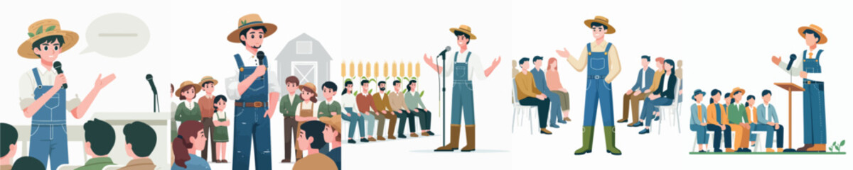 vector of farmer giving speech