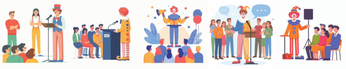 Obraz premium clown vector giving a speech