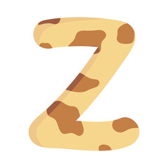 Alphabet letter Z giraffe print pattern wild animal skin texture typography font