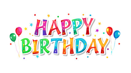 Happy birthday celebration with colorful balloons and stars for birthday wishes and party decorations design