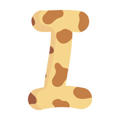 Alphabet letter  I giraffe print pattern wild animal skin texture typography font