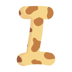 Alphabet letter  I giraffe print pattern wild animal skin texture typography font