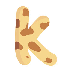 Alphabet letter  K giraffe print pattern wild animal skin texture typography font