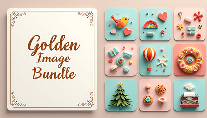Naklejka premium christmas card with 3d icon set