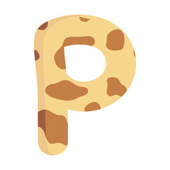Alphabet letter P giraffe print pattern wild animal skin texture typography font
