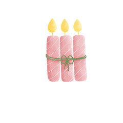 Cute birthday candles with ribbon bow illustration