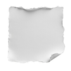 Obraz premium Square torn white grained paper scrap with rough edges. Isolated object on transparent background