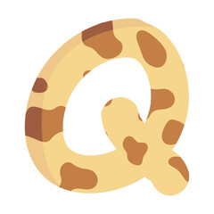 Alphabet letter Q giraffe print pattern wild animal skin texture typography font