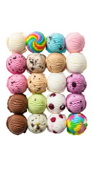 Obraz premium Variety of colorful ice cream scoops isolated PNG with Transparent Background