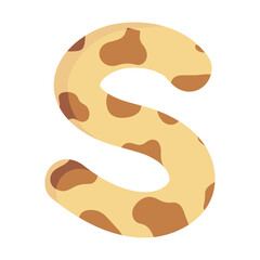 Alphabet letter S giraffe print pattern wild animal skin texture typography font