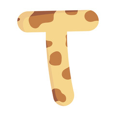 Alphabet letter T giraffe print pattern wild animal skin texture typography font