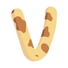 Alphabet letter V giraffe print pattern wild animal skin texture typography font