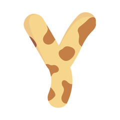 Alphabet letter Y giraffe print pattern wild animal skin texture typography font