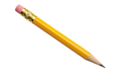 Yellow pencil with pink eraser isolated PNG with Transparent Background
