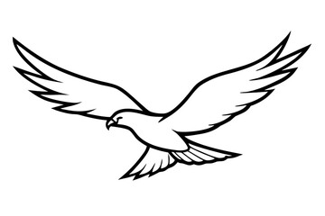 Obraz premium line art Eagle flying high silhouette vector