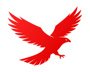 red color Eagle flying high silhouette vector
