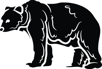 Large Collection of Wildlife Silhouettes: Bears, Deer, and Other Animals in Black and White Vector Graphics.