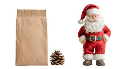 santa claus with a gift bag isolated on a transparent background