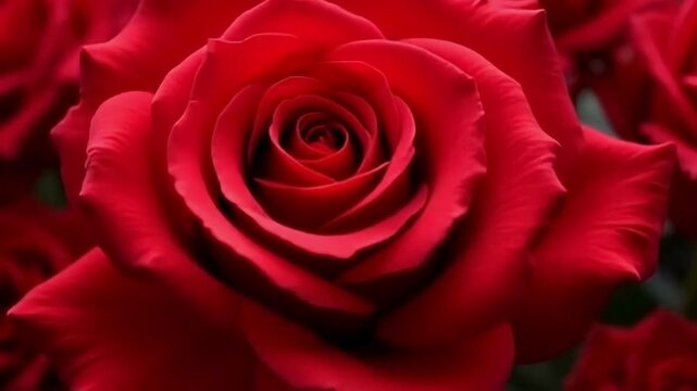 Blooming red roses animation with delicate petals unfolding