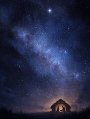 starry night sky with the nativity scene and the birth of jesus christ blending astronomy and spirit