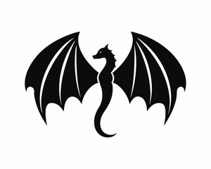 Dragon flying icon and logo  silhouette vector