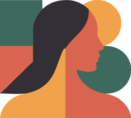 Geometric silhouette of a woman in motion isolated on transparent background