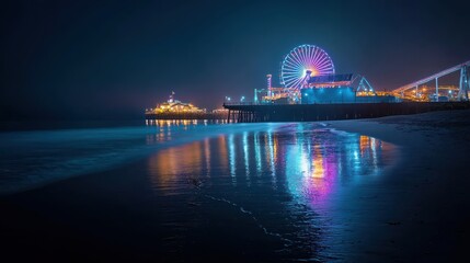 the santa monica pier at night in santa monica california no logos no brands ar 169