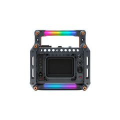 Fototapeta premium Professional Film Camera Rig with RGB Lighting - Rear View