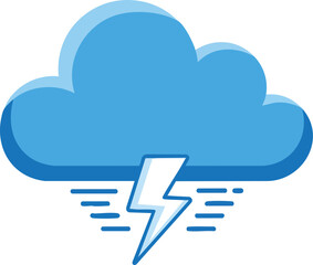 Blue cloud with a lightning bolt representing storm or quick download