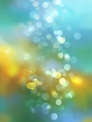 Obraz premium soft glowing bokeh lights with blurred pastel blue green and yellow background evoking calm and dreamy atmosphere