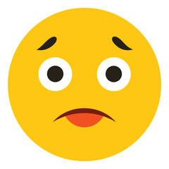 Fototapeta premium Depressed Yellow Emoji Face With Drooping Mouth and Downcast Eyes Design