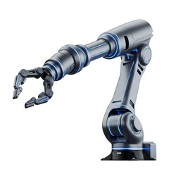 Robot arm, high-tech industrial automation, mechanical engineering technology, isolated on transparent background PNG