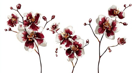 Elegant orchid blossoms in deep burgundy and cream