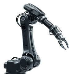 Robot arm, high-tech industrial automation, mechanical engineering technology, isolated on transparent background PNG