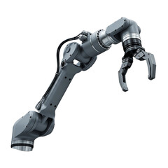 Robot arm, high-tech industrial automation, mechanical engineering technology, isolated on transparent background PNG