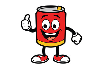 Fototapeta premium Happy Red Soda Can Character Giving Thumbs Up with Shoes and Gloves Illustration