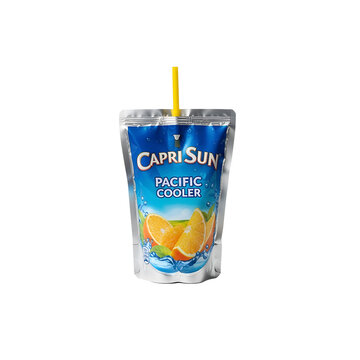 capri sun pacific cooler drink pouch with straw isolated on white png