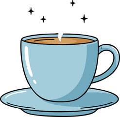 Warm Steaming Coffee Cup with Sparkles Enjoy a Break