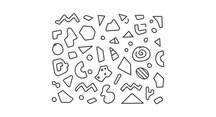 Abstract Geometric Shapes Doodles Pattern on an isolated white background