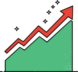 Upward Trending Stock Chart with Red Arrow for Business Growth
