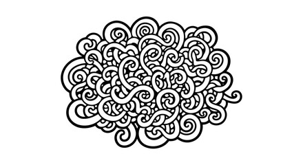 Abstract Tangled Swirling Lines Forming an Intricate Pattern, Complex Concept, Isolated White Background