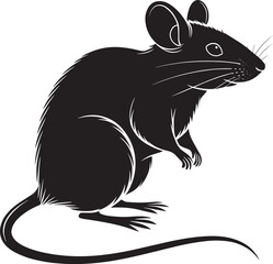 Fototapeta premium Rat Mouse Rodent Silhouette Black White Animal Wildlife Icon Minimal Illustration Graphic