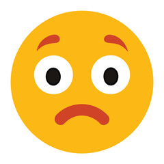 Fototapeta premium Sad Emoji Depicting Flat Expression in Yellow Round Shape with Big Black Eyes