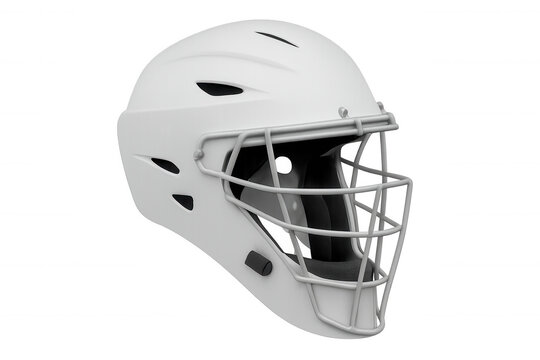 Baseball catcher wearing protective headgear, transparent background highlighting safety gear with clean design potential - Powered by Adobe