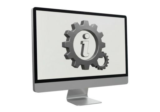 Isolated computer monitor displaying configuration or settings information process concept