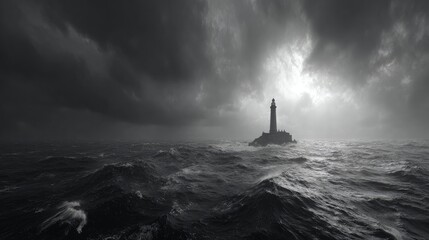 Lighthouse amid stormy sea