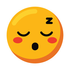 Obraz premium Sleeping Emoji with Z on Head, Eyes Closed, Red Cheeks and Open Mouth